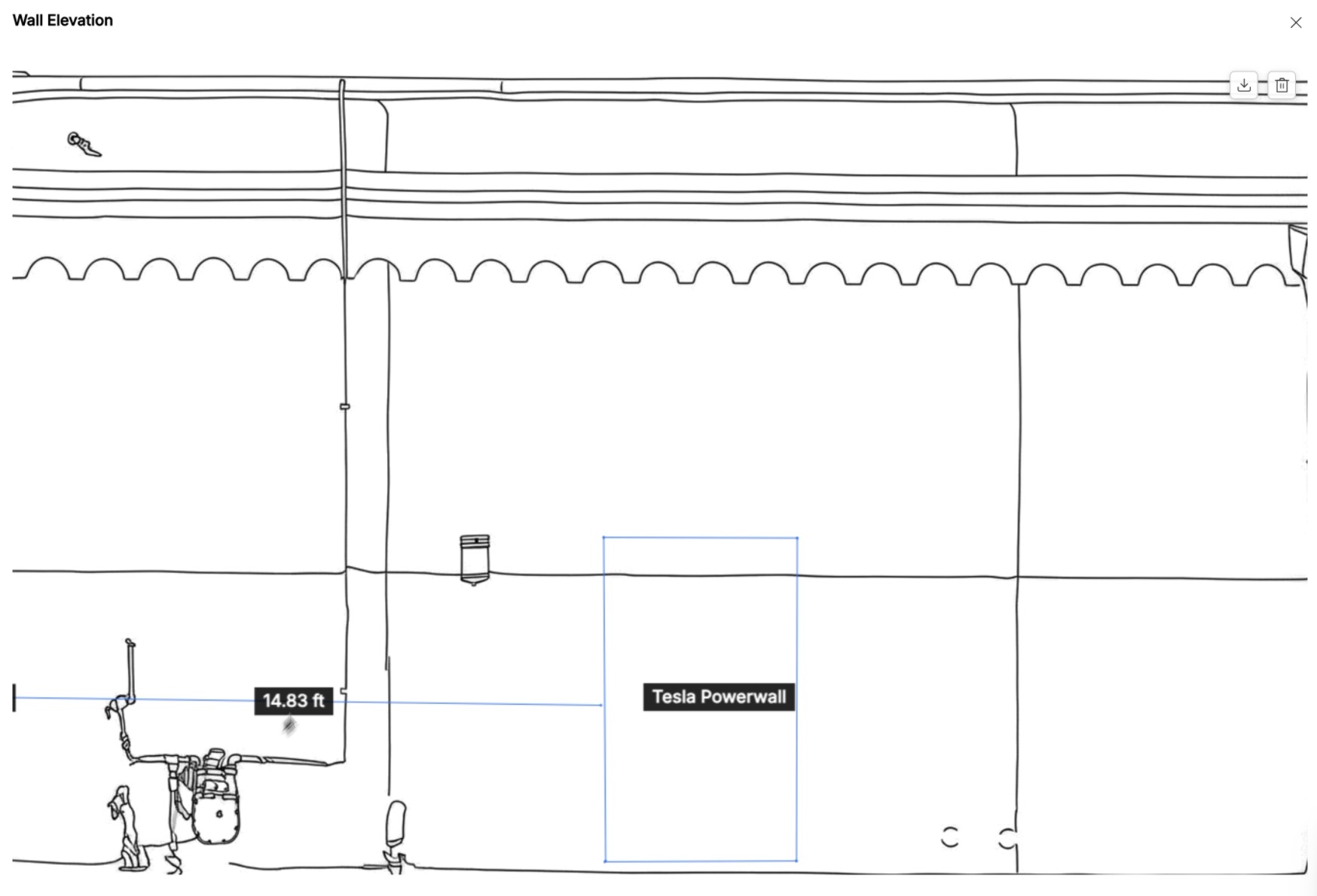 SkyeBrowse Wall Elevation drawing with measurements and annotations