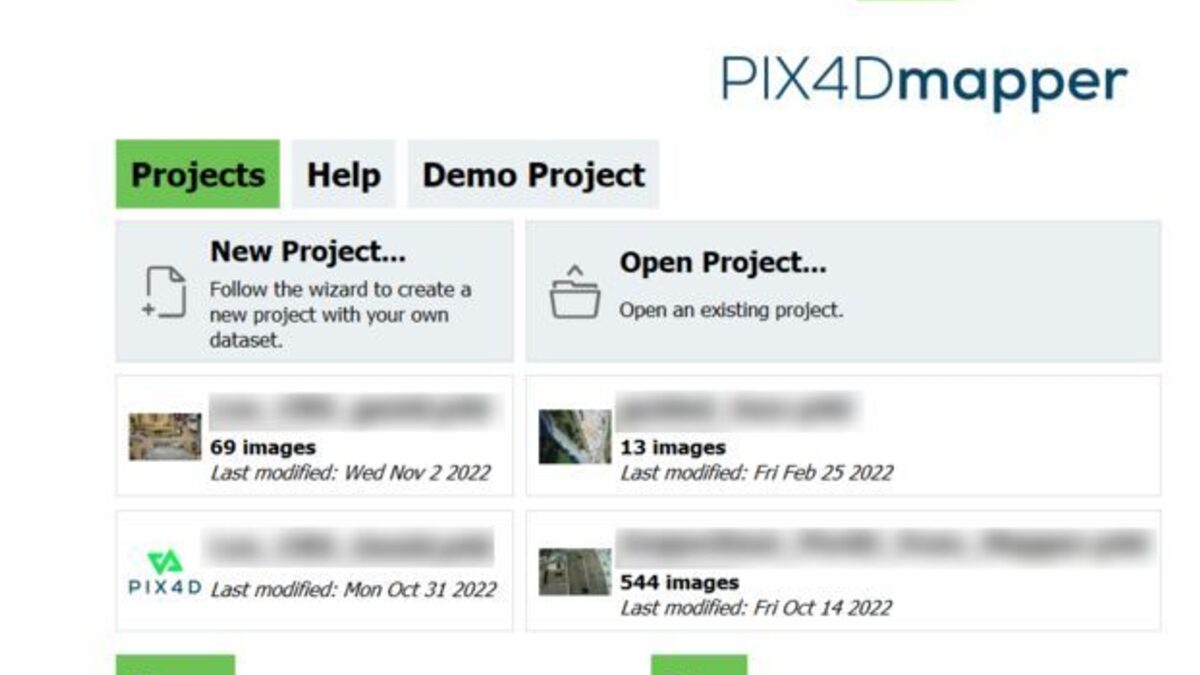 Pix4D mapping software interface used for aerial photogrammetry workflows