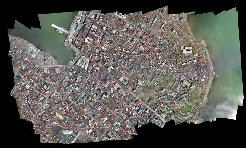 Orthomosaic aerial map compared to 3D model reconstruction