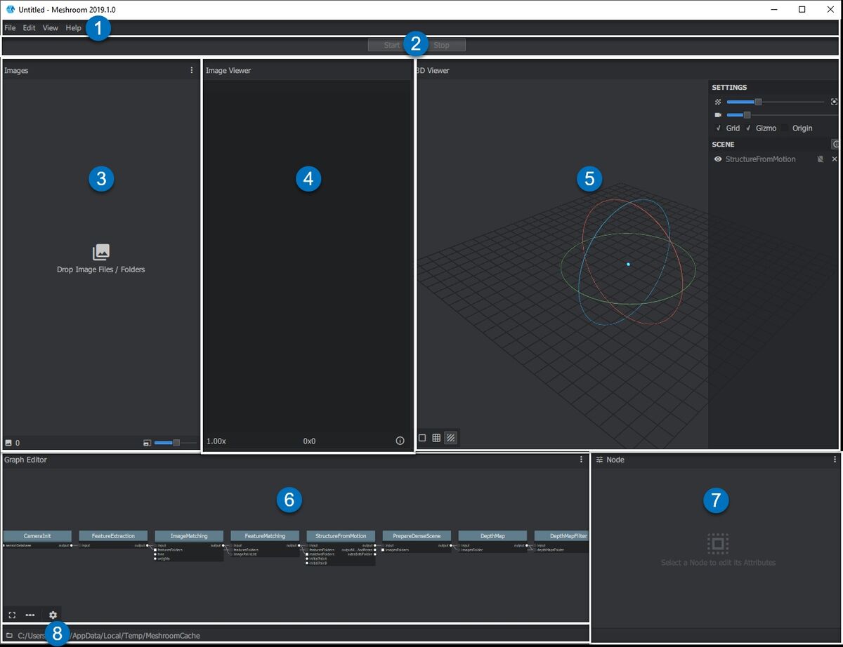 Meshroom Node Graph Interface