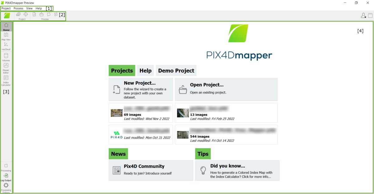 Pix4Dmapper Software Interface