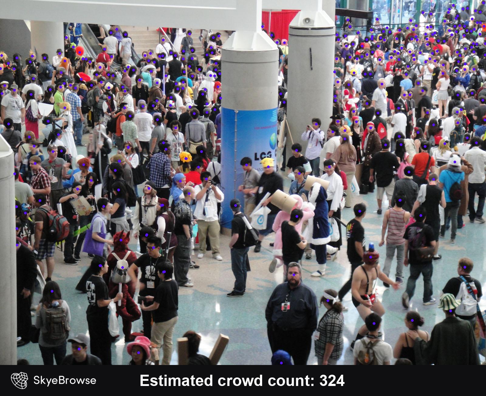 Crowd Counter marking 324 detections at Anime Expo