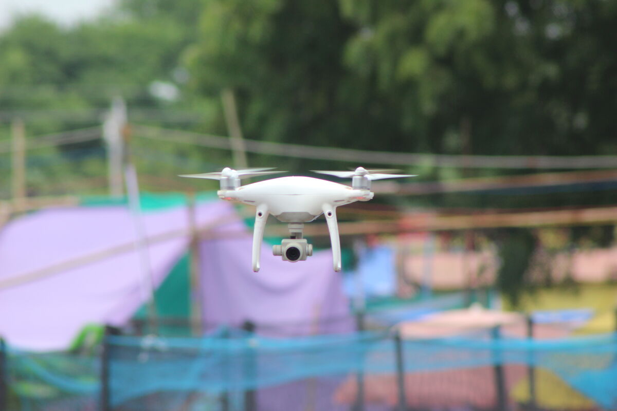 Aerial sensor and camera system on a drone used for photogrammetry