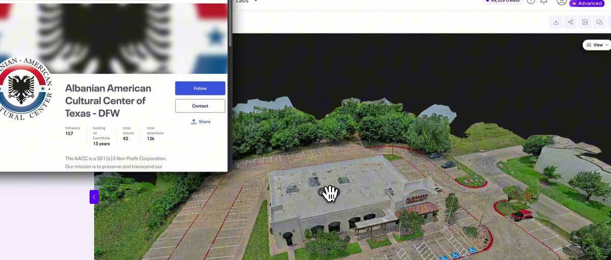 SkyeBrowse annotation opening an attached URL in a pop-up window over the 3D model