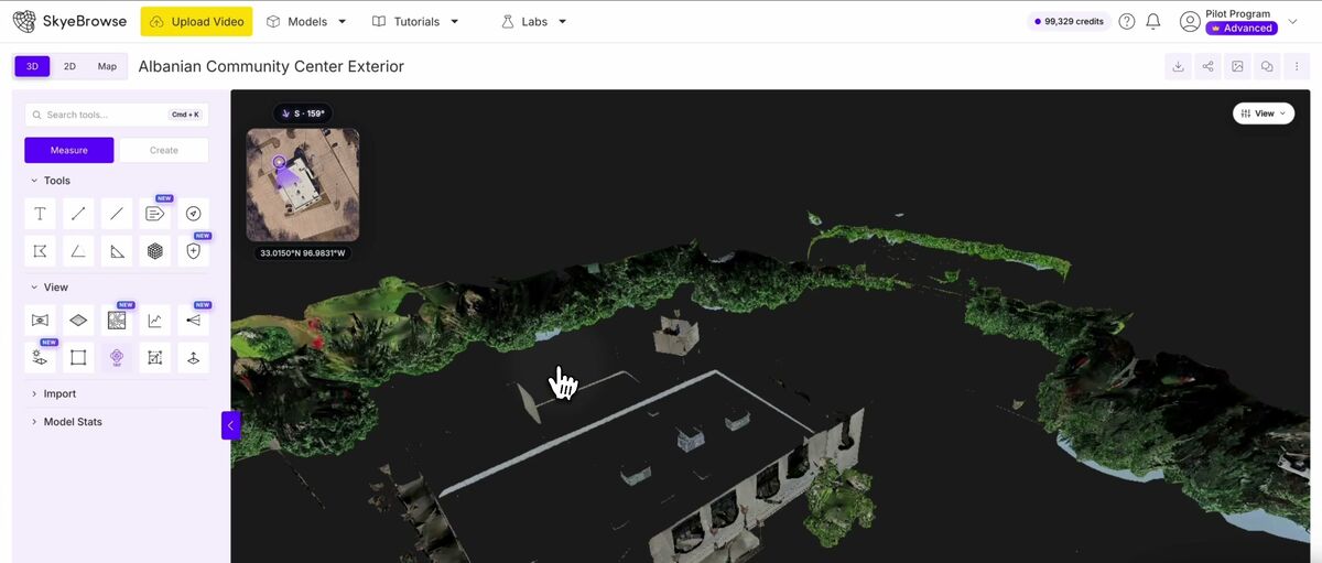 SkyeBrowse flip tool with a 3D model shown upside down before correction