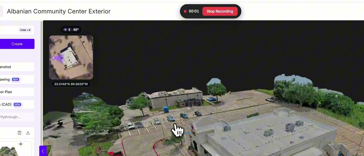 SkyeBrowse flythrough video recording a measurement tour of the 3D model