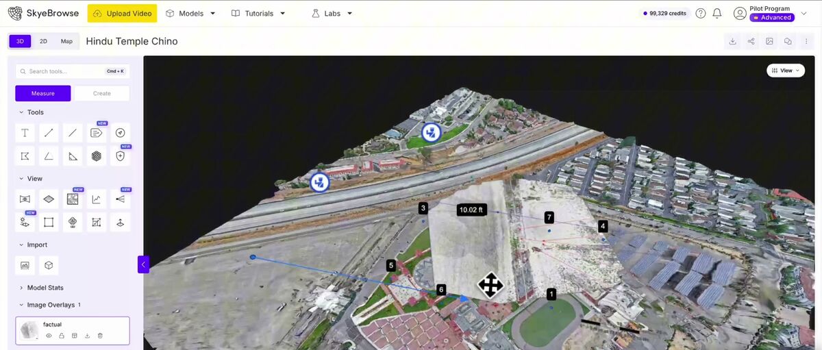 SkyeBrowse image overlay pinning a factual diagram onto the 3D scene