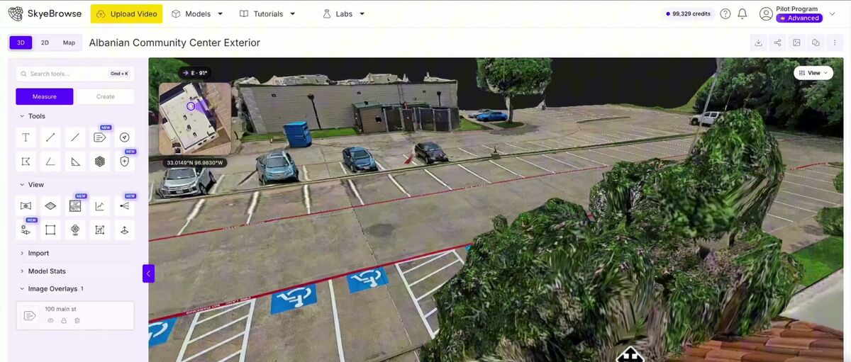 SkyeBrowse POV tool placing the camera at eye level on a rooftop