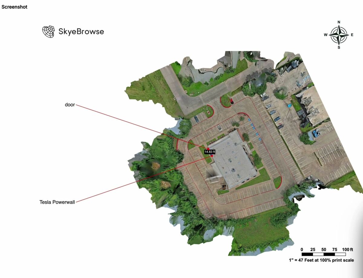 SkyeBrowse full scene screenshot with labeled annotations, north up compass, and scale bar