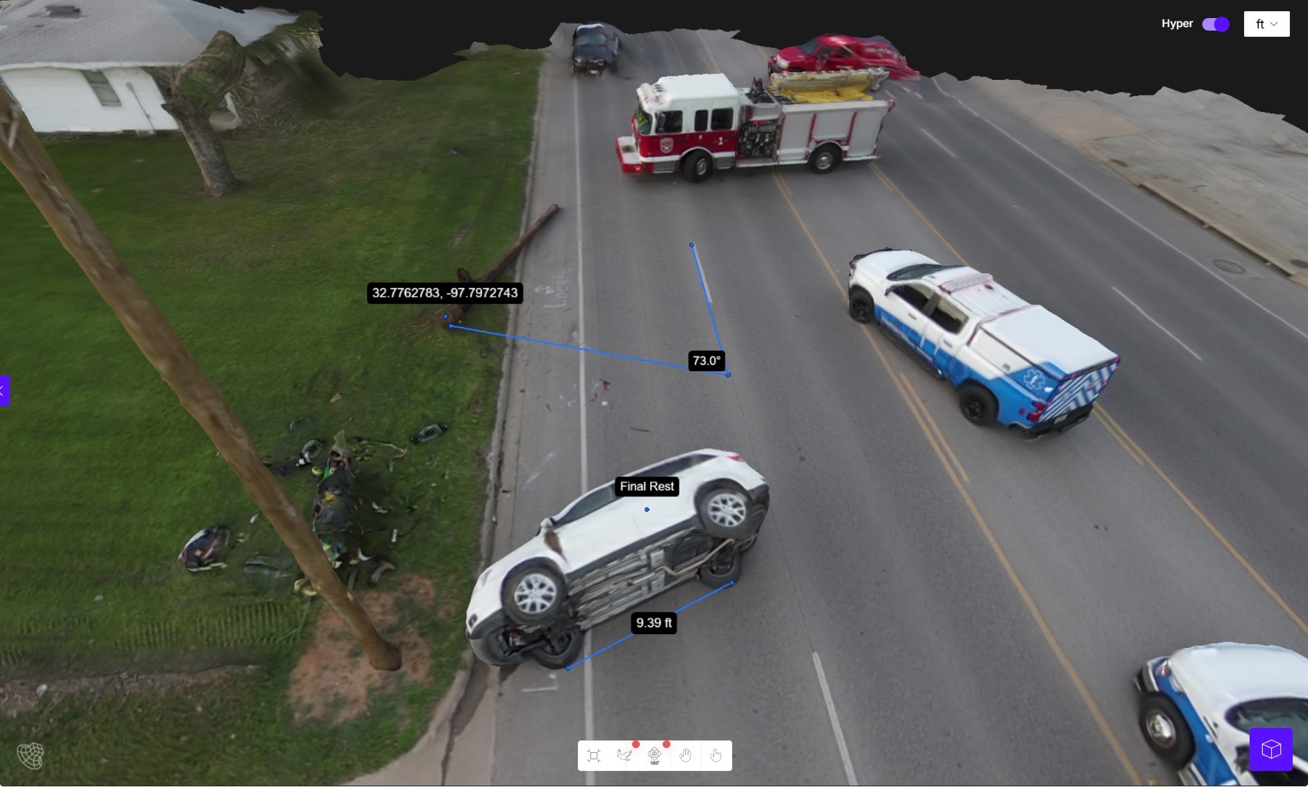 3D model of crash scene generated by SkyeBrowse