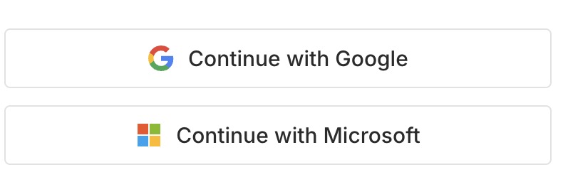 SkyeBrowse Continue with Google and Continue with Microsoft sign-in buttons